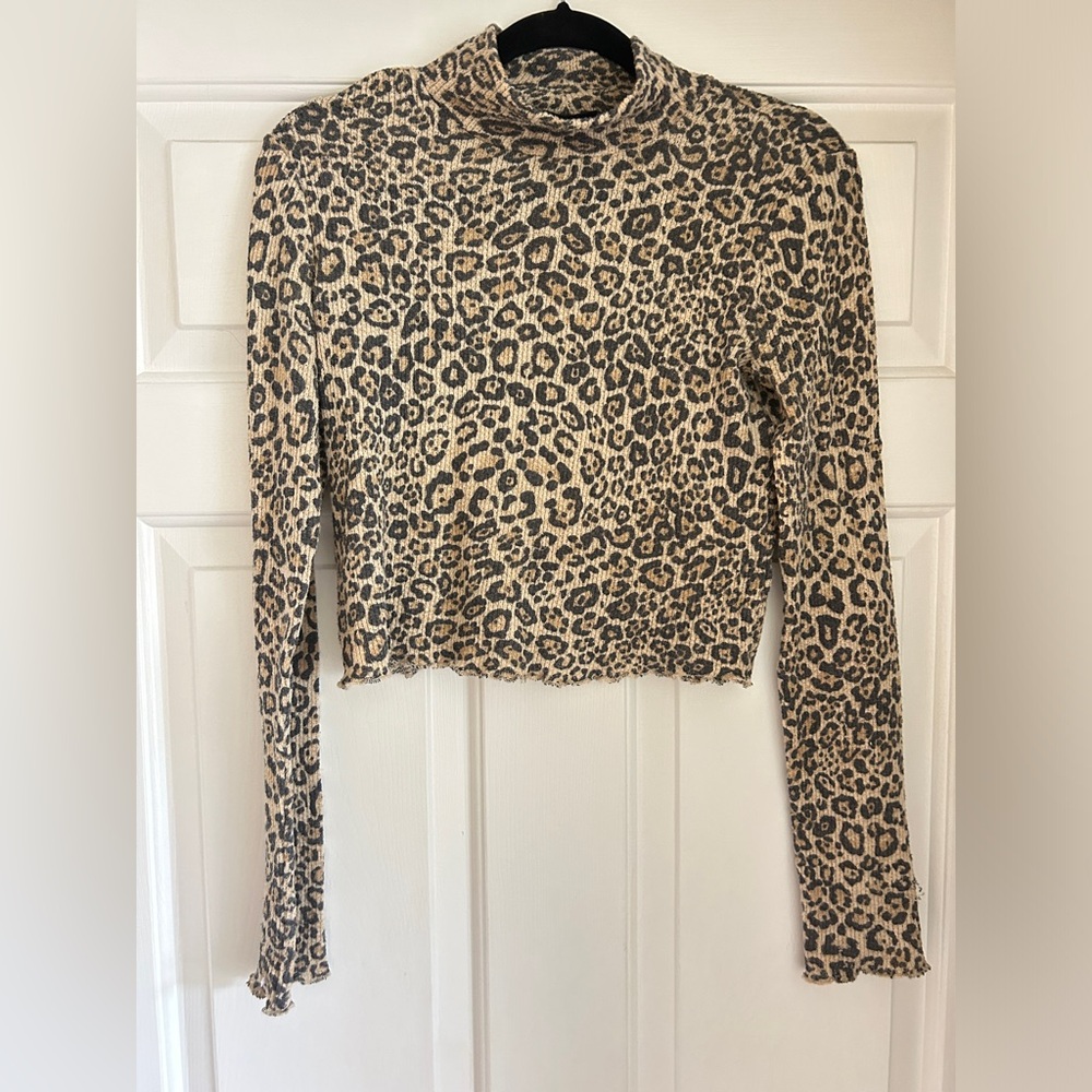 Urban Outfitters Out From Under Leopard Print Turtleneck Top